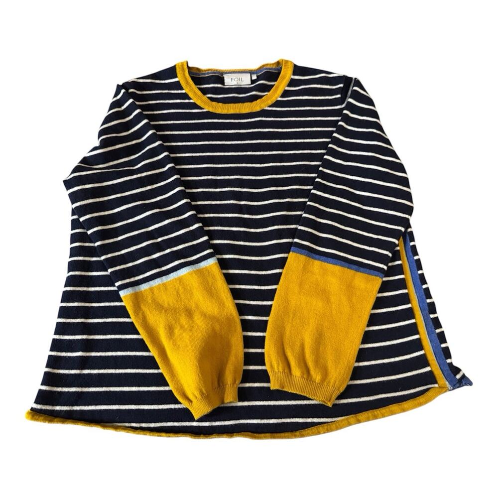 Foil Navy & White Striped Nautical Sweaters Women’s Size L